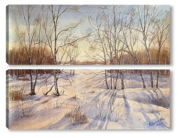 Модульная картина Белорусский снежный лес