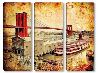 Модульная картина Бруклинский мост. Ретро