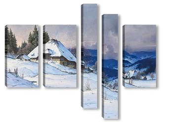 Модульная картина Бурная погода в заснеженном Шварцвальде