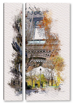Модульная картина Париж, акварельный скетч