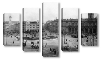 Модульная картина Знаменская площадь. Вид на Николаевский вокзал и памятник Александру III 1913