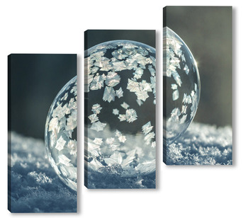Модульная картина Замёрзший мыльный пузырь на снегу