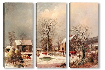 Модульная картина Ферма зимой