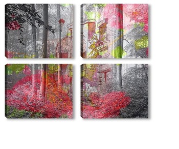 Модульная картина Домик в лесу