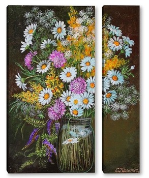 Модульная картина Луговые цветы в банке.