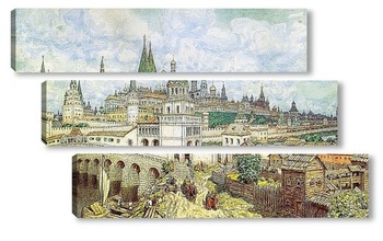 Модульная картина Расцвет Кремля. Всехсвятский мост и Кремль в конце XVII века. 1922