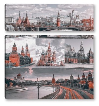 Модульная картина Монохромная Москва