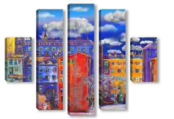 Модульная картина Цветные дома Санкт-Петербурга