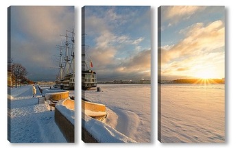  Утренний снегопад. Красногвардейский мост.