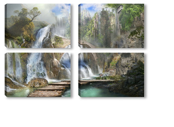Модульная картина Водопады и леса 62813