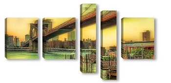 Модульная картина Brooklyn Bridge NYC New - York, manhattan,