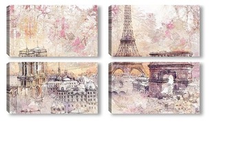 Модульная картина Парижская архитектура