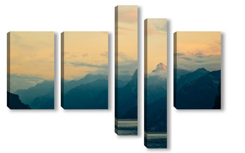 Модульная картина Закат в Альпах