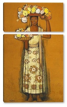 Модульная картина Женщина с цветами