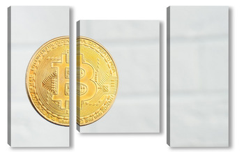Модульная картина Gold Bitcoin on a white background