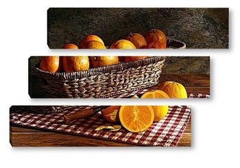 Модульная картина Oranges in Rustic Still Life