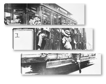 Модульная картина Женщина садящаяся на трамвай,1908г.