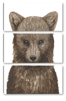 Модульная картина Медвежонок, серия "Лесные животные"