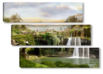 Модульная картина Водопады и леса 86628