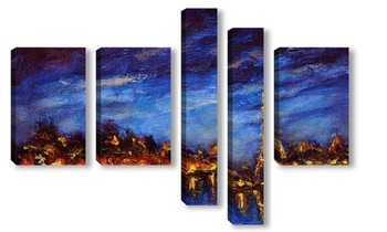 Модульная картина Огни ночного Парижа, Эйфелева БАШНЯ