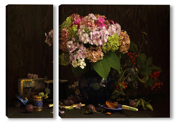 Модульная картина букет разноцветной гортензии