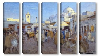 Модульная картина Уличная сцена в Тунисе