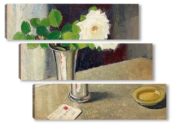 Модульная картина Натюрморт с белой розой и письмом