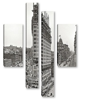 Модульная картина Южный Мидтаун. Небоскреб Flatiron Building. 1902 г.