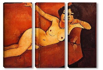 Модульная картина Обнажённая женщина на диване