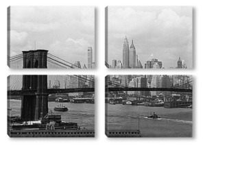 Модульная картина Вид Манхэттена и Бруклинского моста