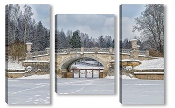 Модульная картина Зима в Павловске. Висконтиев мост.