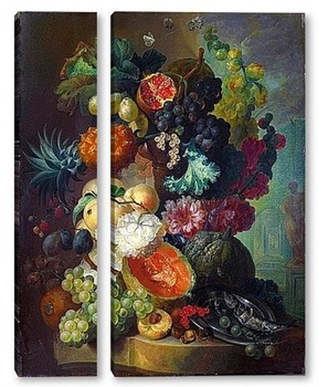 Модульная картина Фрукты, цветы и рыба (Лондон, Нац. галерея)