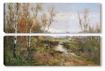 Модульная картина Осенний болотистый пейзаж
