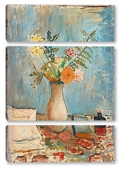 Модульная картина Натюрморт с цветами в вазе