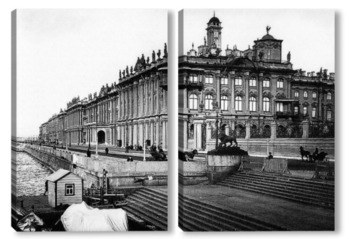Модульная картина Вид на Дворцовую набережную и Зимний дворец 1902
