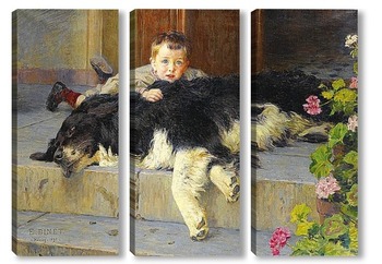 Модульная картина Мальчик с собачкой