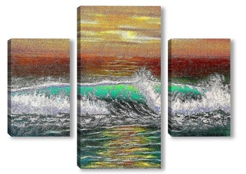 Модульная картина Картина маслом. Закат на море. Холст 50х60.