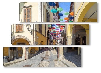 Модульная картина Разноцветные зонтики Пизонье