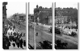 Модульная картина Панорама Невского проспекта. Вид на Аничков дворец 1910  –  1915