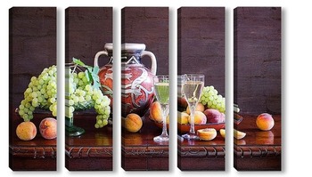 Модульная картина С персиками и виноградом
