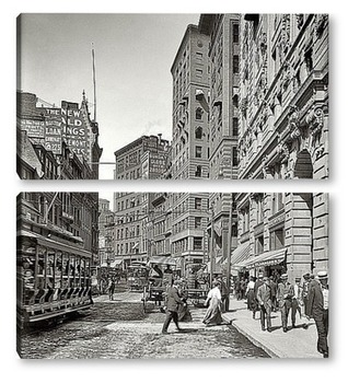 Модульная картина Газетный ряд, Вашингтон-стрит, 1906