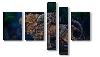 Модульная картина Чужой и лев