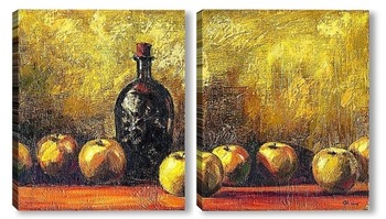 Модульная картина ...Яблочный сидр...холст ,масло 35 х 70...2009 г. Камиль Фатхуллин