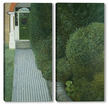 Модульная картина Пейзаж с зелёной дверью
