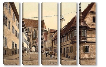 Модульная картина Ротенбург (т.е. об-дер-Таубер), Бавария, Германия.1890-1900 гг