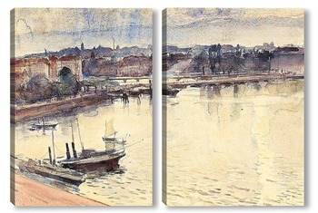 Модульная картина Женева. Озера и молодежный мост, 1895