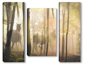 Модульная картина Лошади в лесу