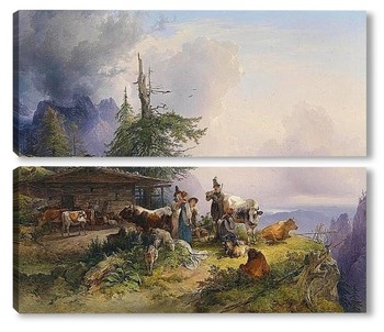 Модульная картина Молочная ферма в горе  в 1835