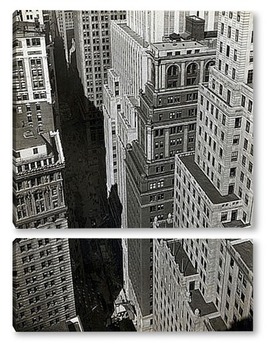 Модульная картина Уолл Стритт в тени небоскребов,1930-е.