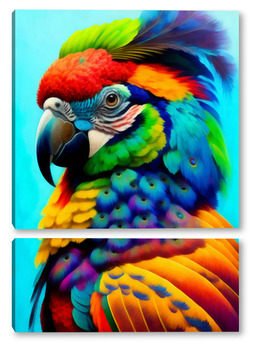 Модульная картина Яркий попугай